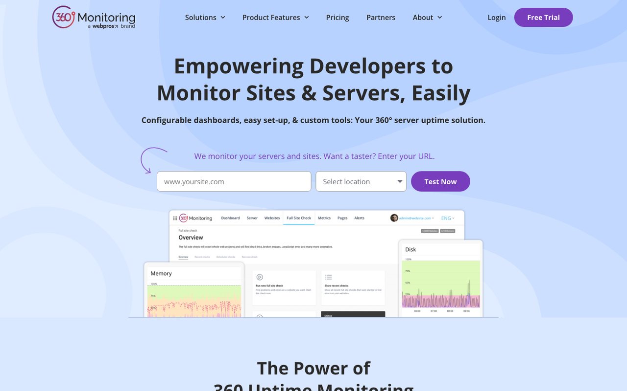 360 Monitoring homepage, October 2026